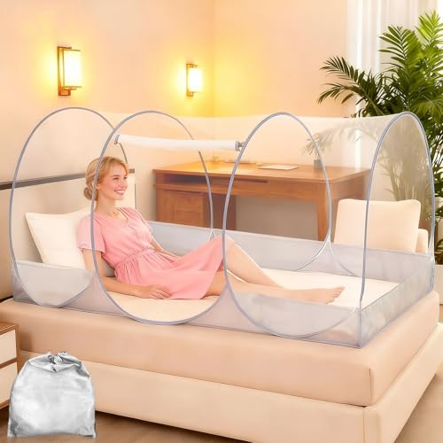Folding Mosquito Net, 190x90x35cm Pop Up Bed Canopy with Storage Bag, Easy Fold Insect Screen for Single Bed or Indoor Outdoor