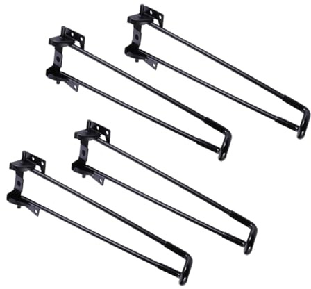 GALPADA Lot de 4 Pieds Pliables en Fer Noir pour Bureau Élève et Table de Lit, Haute Dureté, Facile à Installer, Coins Arrondis, Large Gamme D'applications