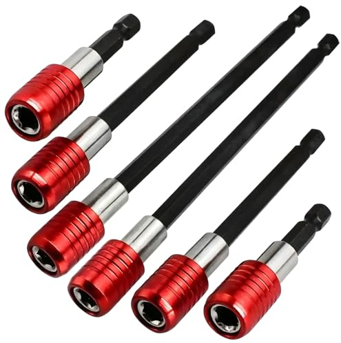 6PCS Drill Bit Holder, Bit Holder, Screwdriver Bit, Hex Shank Quick Release Extension Rods 6pcs Set, Drill Bit Holder with Hexagonal Shank, Quick Change Adapter for Power Tools, Red Head Adapters