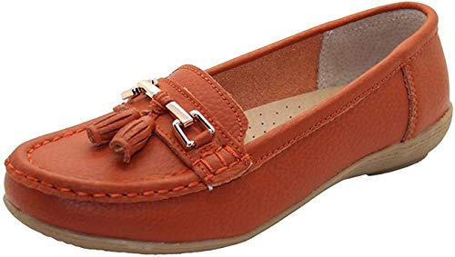 Jo & Joe Ladies LR Nautical Loafer Flatform Shoes Orange UK 6