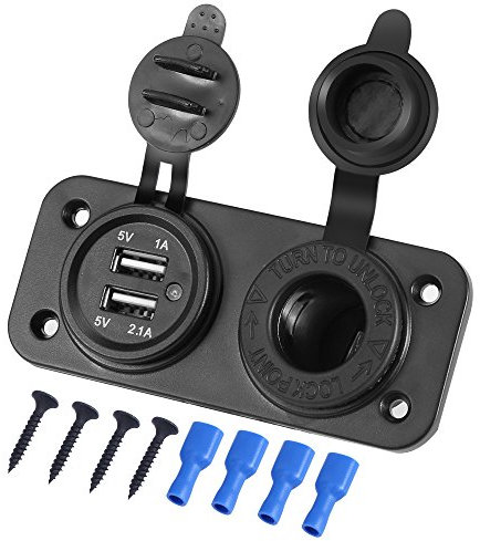 SYCEES Zigarettenanzünder Ladegerät Adapter mit Dual USB Buchse Steckdose Anschluss KFZ Auto LKW Motorrad 12V Schwarz