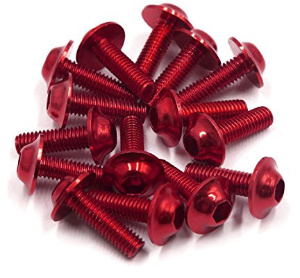 sourcing map 15 Stücke M6 x 20mm Sechskant Nummernschilder Verkleidungsschrauben Schrauben Rot für Motorräder