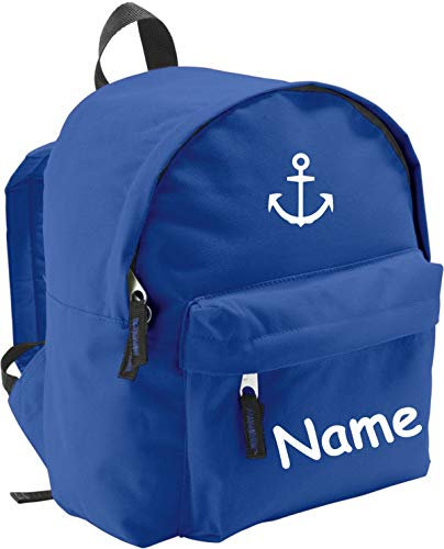 Shirtinstyle Kinder Rucksack Anker, Marine, mit Name veredelt, ideal für Kita, Farbe royal