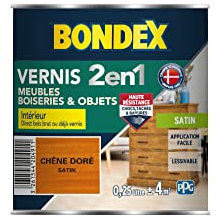 BONDEX - Vernis - Protège et Embellit le Bois - Satin - 0,25l - Chêne doré