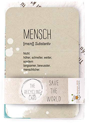 KE - A5 Grußkarte Set mit inspirierendem Spruch und Recycling-Umschlag, farbig bedruckte Rückseite - Motiv: Mensch