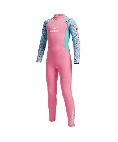 Gogokids Våtdräkt för flickor & barn, termisk baddräkt, 2,5 mm, rash guard i neopren, badkläder i ett stycke, allt-i-ett-solskydd, UV 50+, dräkt för dykning & snorkling