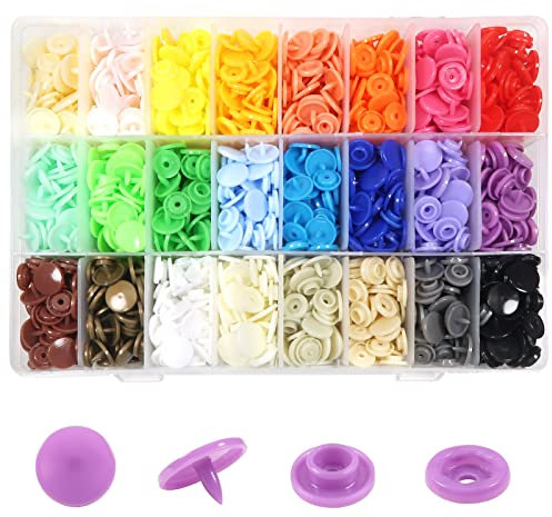 TOAOB T5 Kunststoff Druckknöpfe Nähfrei 12mm 432 Set 24 Farben Buttons für DIY Basteln Scrapbook