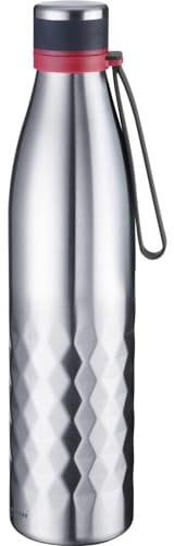 Westmark Isolier-/Thermo-Trinkflasche, hält 8 Std. warm/kalt, kohlensäurefest, 1000 ml, Rostfreier Edelstahl/Silikon/Kunststoff, BPA-frei, Viva, Silber/Rot, 5284226S