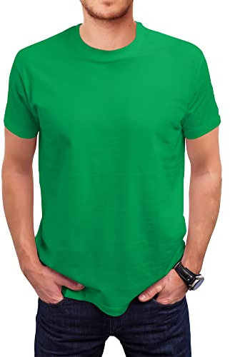 Love My Fashions Men's Round Neck Short Sleeves Plain T-Shirt Kelly Green