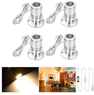 Midore Klein LED Scheinwerfer 4 Stück Schranklicht 2W, 360° Schwenkbar, 230V Aluminium Mini led spot für Schrank, Flur, Galerien, Geschäfte, Schmuckschrank