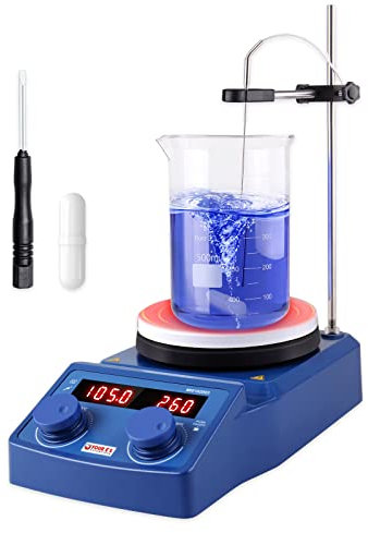 PRECIPETTE Agitateur Magnétique Chauffant Digital 1500rpm 280°C 5L Agitateur Magnétique à Plaque Chauffante 135mm Numérique Mélangeur Magnétique de Laboratoire avec écran LED