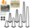 4 x Hairpin Table Legs Set - Metal Steel Legs Mid Century Modern Style with FREE Feet Protector & Screws for Furniture Bench Desk DIY Project (14inch/40cm, 2Rods)