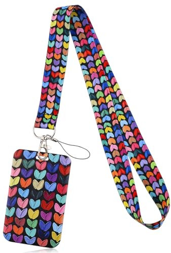 1 Piece Lanyard with ID Badge Card Holder Lanyard Card Set (Love Heart)
