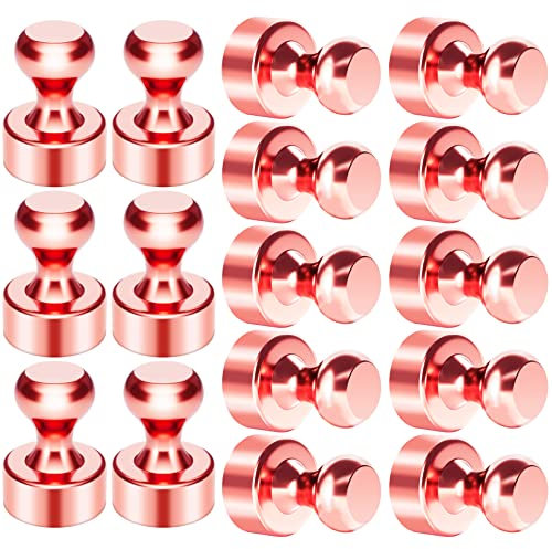 16 Pack Refrigerator Magnets Fridge Magnets, Rose Gold Magnetic Push Pins, Neodymium Strong Magnets for Whiteboard, Magnetic Thumb Tacks for Kitchen, Office, School, Classroom, Locker