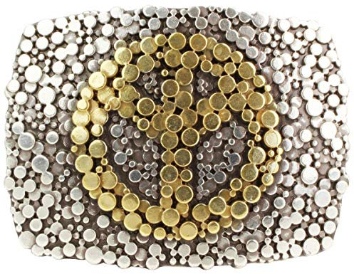 BELTINGER Gürtelschnalle Peace 4,0 cm | Buckle Wechselschließe Gürtelschließe 40mm Massiv | Wechselgürtel bis 4cm | bicolor s/g