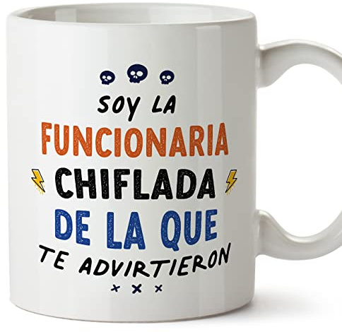 MUGFFINS Tazas para FUNCIONARIA mujer - En Español - Todos te advirtieron - 11 oz / 330 ml - Regalo original y divertido