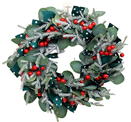 HMTE Weihnachtskranz Weihnachtskranz für Tür, Wand, Kreativität, künstlicher amerikanischer Weihnachtskranz für drinnen und draußen, Weihnachtsdekoration, Weihnachtskränze für Haustür (C 15,7 Zoll)