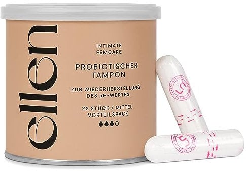 ellen® Probiotische Tampons Normal, 22 Stück - Tampons mit Probiotika angereichert - Sanfte Pflege für vaginale Gesundheit, Vorteilspack
