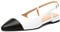 Women's Classic Cap Toe Ballet Flats Low Heels Pointed Toe Heeled Pumps Casual Comfort Slip On Flats Shoes White UK3