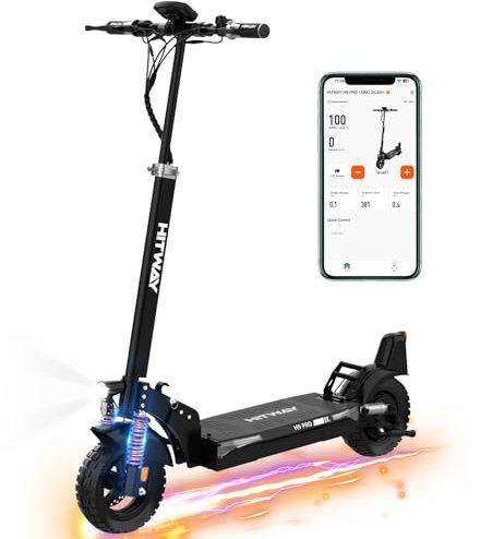 HITWAY E Scooter mit Straßenzulassung (ABE), 10-Zoll-Elektroroller für Erwachsene,15,6Ah-27Ah Batterie, 500W Motor, Faltbarer, 3 Geschwindigkeitsmodi, Höchstgeschwindigkeit 20km/h, mit APP