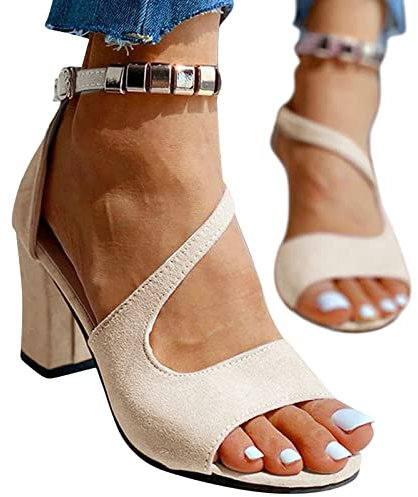 Damen Sandalen Plattform Frauen Schuhe Sandaletten Mit Absatz Riemchen Retro Bequem Elegant Flache Keilabsatz Strand Sommer Plateau Pumps Blockabsatz Vintage Hohle High mit Reißverschluss Rücken K059