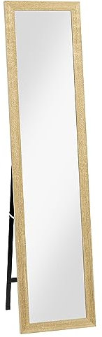HOMCOM Miroir rectangulaire sur Pied Mural ou à Poser avec Cadre en Bois pour Salon Chambre à Coucher 37 x 157 cm Bois Naturel