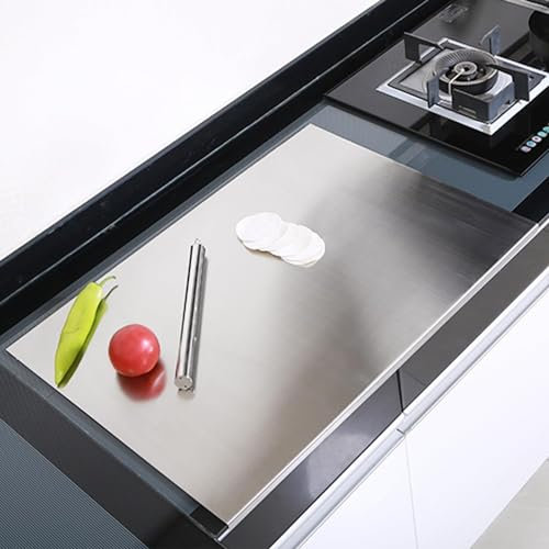 awagas 50 x 50 cm - Grande planche à découper professionnelle en acier inoxydable - Avec tapis antidérapant - Pour pétrir pizza, pain, pâte, chocolat, gâteau
