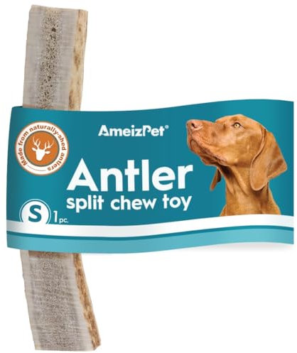 AmeizPet Cane Masticatore Di Corna, Osso Adatto A Cani Piccola E Grande Taglia, Giocattoli Resistenti Cani, Lunga Durata, Osso Naturale Cervo - Taglia S Corna Naturali Cervo Spaccate 1 Pezzo