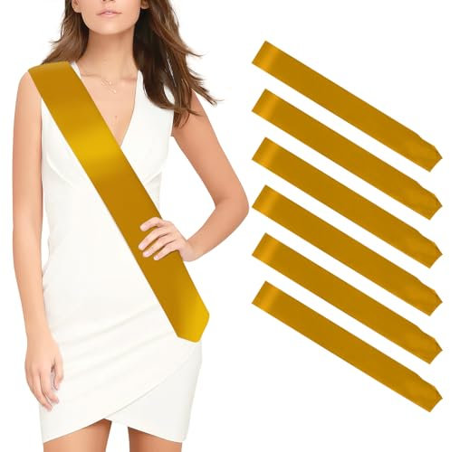 Weihnachten Schärpe 6 Stück golden Schärpen blank Party Accessoires schärpe Bedrucken personalisierte Satin DIY schärpe für Geburtstag Hochzeit Bachelorette Party junggesellinnenabschied Misswahl