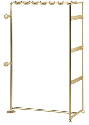 Kocusu Chain Stand, 3 Bars Jewellery Stand, Chain Storage with 18 Holes, Jewellery Tree, Jewellery Storage, for Dressing Table, Necklaces, Bracelets, Earrings (Gold)