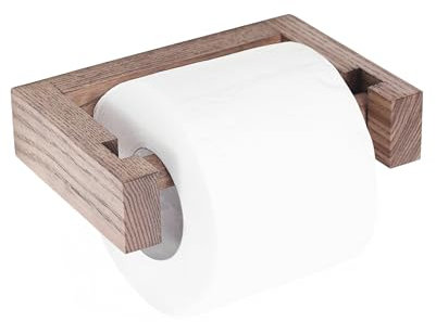 Brown Wood Rustic Toilet Paper Roll Holder - Wall Mount, Bathroom Accessories