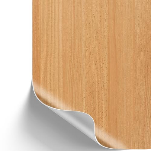 SA ROCA [13,89€/m²] Klebefolie in Holz-Optik inkl. Rakel & E-Book I Selbstklebende Holz Folie für Möbel & Küche - hitzebeständig & abwaschbar I Möbelfolie I Dekofolie (Rotbuche, 5m x 45cm)
