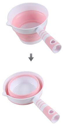 4UBonLife Cucharón de Agua Plegable, Cuchara de Agua para Baño, Sopa de Agua con Asa, Cucharón de Agua de Silicona y Plástico, para Ducha Baño Jardín Cocina Baño, Rosa