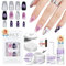 SAVILAND Press On Nails Starterset: Naughty Heart Langanhaltendes Gel X Nagelset Künstliche Nägel zum Aufkleben 100% Acryl Dicke Spitzen UV gehärteter Nagel Kleber Falsche Nägel Nagellampe Benötigt