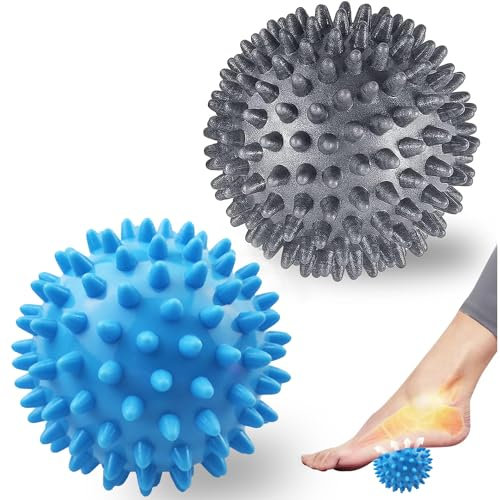 Sport Bolas de Masaje, 2 Piezas Bolas de Masaje Miofascial, Pelota Masaje Muscular con Pinchos, Massage Balls para Rehabilitación, para Aliviar Dolores Musculares, Usarse en Manos,Hombros,Pies,Espalda