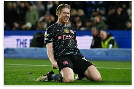 QEWSAR Kevin De Bruyne Fußballstar-Poster, Wandkunst, Schlafzimmer, Heimdekoration, hängendes Bild, Leinwandbild, 50 x 75 cm