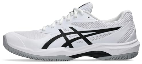 ASICS Men's Game FlyteFoam Tennis Shoes, 12, White/Black