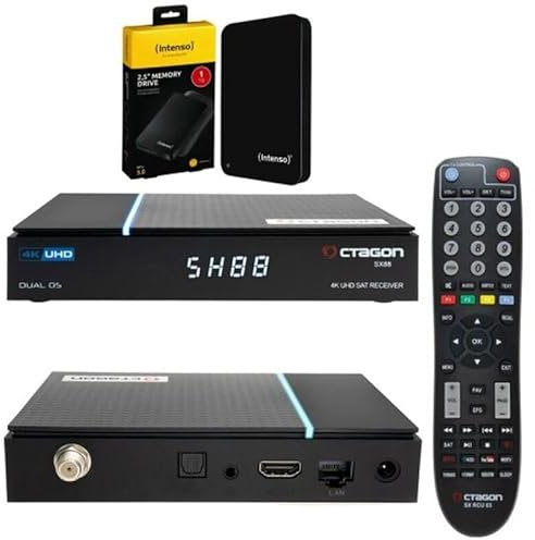 AC-Sat-Corner Octagon SX88 V2 4K UHD S2+IP Receiver inkl. 1TB USB Festplatte