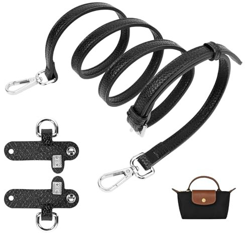 GADITIEK Schultergurt für Longchamp aus Leder für Damen Taschen - Einstellbarer Taschengurt ohne Stanzen von Löchern (BLACK)