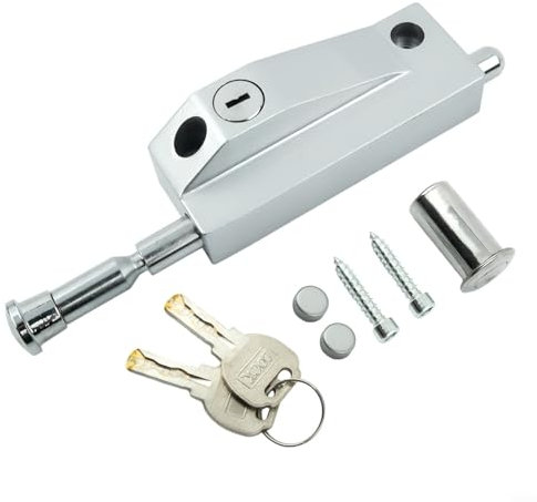 Hasaller Latch Locks Wooden Door Floor Lock Spring Bolt Lock Door Bolt Lock Floor Bolt Lock White Multi-Purpose Door Bolt Key Locking Door Bolt Security(Key)
