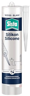 Sista Sanitär Silikon, schimmelresistenter Silikon Dichtstoff für den Sanitärbereich, sauer vernetzende Dichtmasse für viele Anwendungen, Weiß, 1x280ml Kartusche