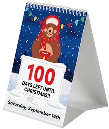 100 Tage Weihnachts-Countdown-Kalender 2024 Weihnachts-Desktop-Adventskalender Tischkalender mit besonderen Adventstagen 2024 für Kindergeschenke, für die Zimmerdekoration im Homeoffice (A)