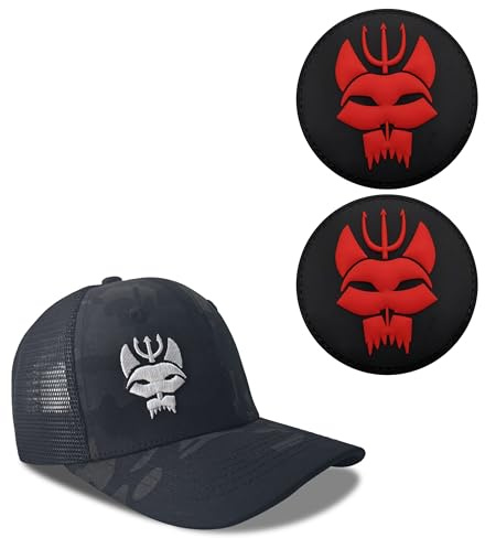 YUSENGMOO Taktische Baseballkappe in Camouflage mit 2 Patches | Herren Trucker Cap Schwarz, verstellbar, atmungsaktiv und leicht, ideal für Angeln, Jagen, tolles Geburtstagsgeschenk