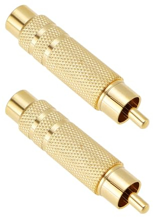 OTOTEC Lot de 2 Adaptateurs RCA vers 6,35 Mm Prise Mâle RCA vers Convertisseur Audio Femelle TS 1/4 Pouce pour Microphone Amplificateurs Haut-parleurs 50 Mm (plaqué Or)