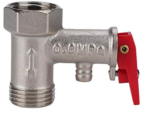 Nimomo Valvola di sicurezza da 1/2, 1,27 cm, 0,8 MPa, valvola di sovrapressione, acqua, scaldabagno, valvola a tappo, filettatura esterna x filettatura interna BSP in ottone, valvola di scarico di