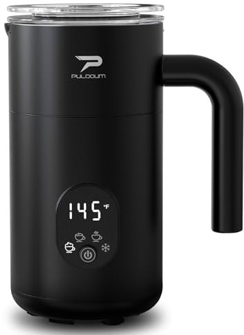 Milk Frother, Electric Milk Frother and Steamer 13OZ / 380ML Warm and Cold Foam Frother for Coffee,Latte, Cappuccino, Macchiato, Hot Chocolate, Black