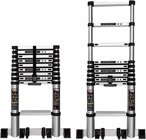 Heavy Duty 21.6 ft Telescoping Roof Top Tent Ladder with Stabilizer Bar 300 Lbs Capacity