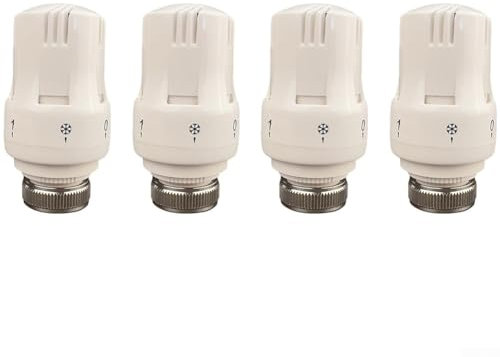 4Pcs Thermostatic Radiator Valve, M30x1.5mm 5 Adjustable Temperature Levels Valves For Room Temperature Regulation,White