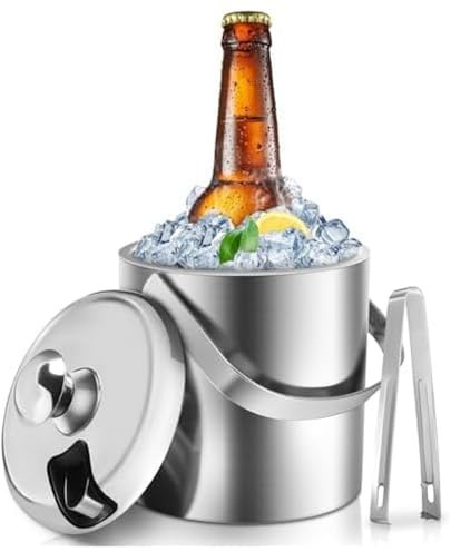 Sailnovo Doppelwandiger Eisbehälter aus Edelstahl mit Deckel, 1,3 l