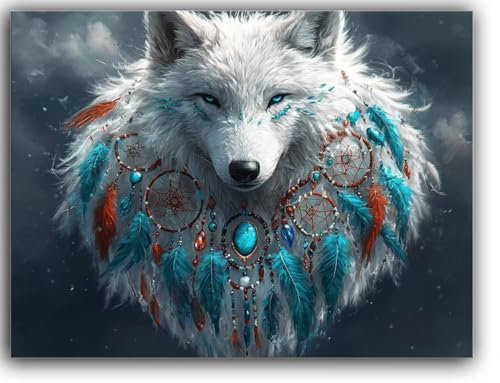 Malen Nach Zahlen Erwachsene Traumfänger Malen Nach Zahlen Kinder Fuchs Malen Nach Zahlen ab 7 Jahre Mädchen Geschenke mit Pinseln und Acrylfarbe, Zimmer Deko Wohnzimmer, mit Rahmen Leinwand 100X130CM